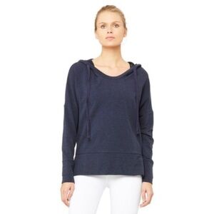 ALO Long Sleeve Pullover Soft Hoodie Navy Sz S